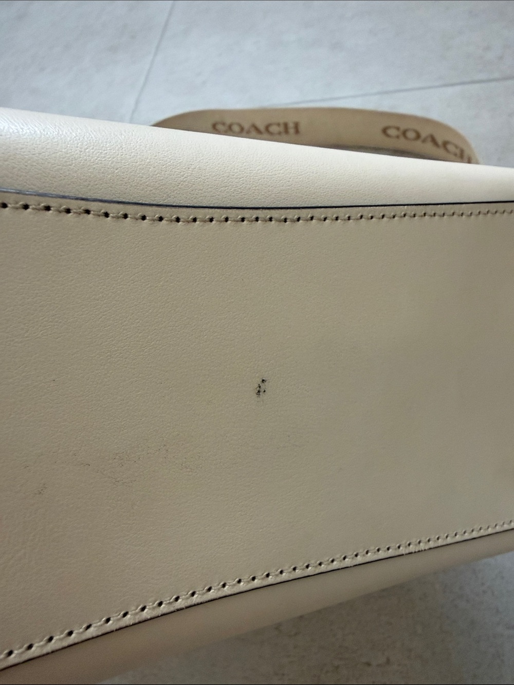 COACH Cream Leather Top-Handle Satchel with Logo and Signature Crossbody Strap - Picture 7 of 14